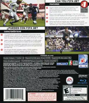 FIFA Soccer 08 (USA) (En,Es) (v1.10) (Disc) (Update) box cover back